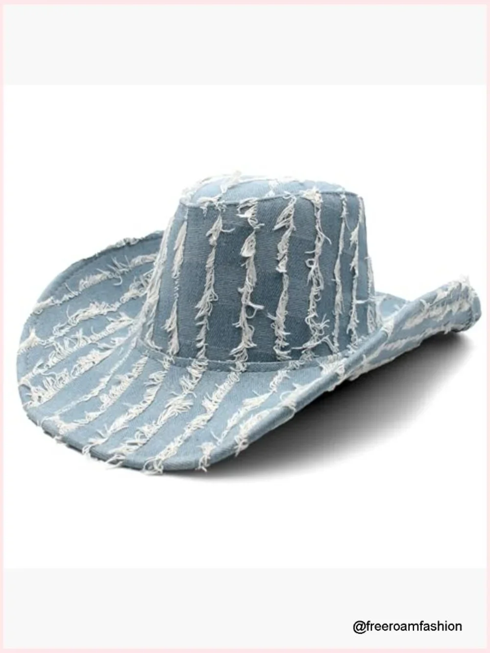 Vintage Denim Cowboy Hat with Chin Strap for Western Parties